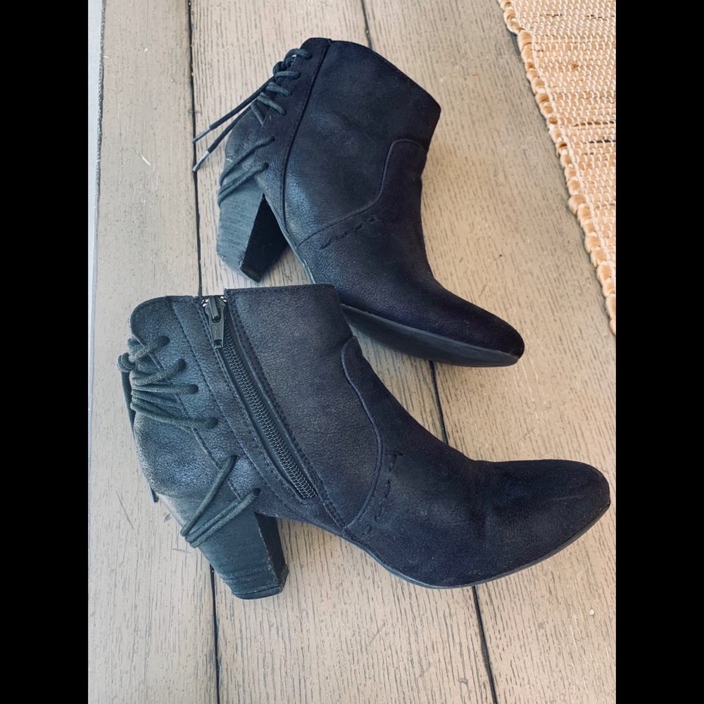 Black lace up ankle booties